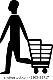 man with shop cart icon vector isolate on white background