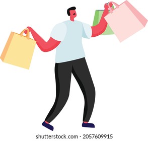 Man shopping, shopping bag vector design