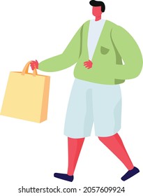 Compra masculina, diseño vectorial de bolsas de compra