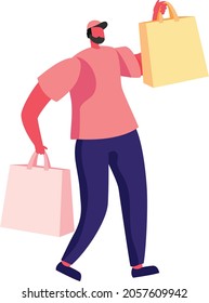 Man shopping, shopping bag vector design