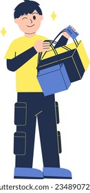 Compra de hombres con ilustración de vectores de caracteres de tarjeta
