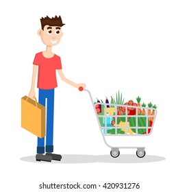 Man with shopping cart