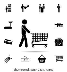 man with a shopping cart icon. Universal set of shop for website design and development, app development