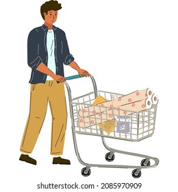 Man shopping in hardware store icon vector