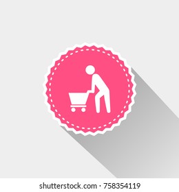 man shopping icon with long shadow