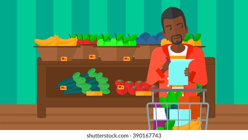 Man with shopping list. 