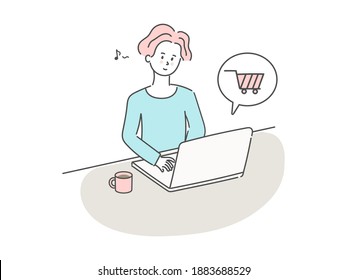 Hombre haciendo compras en un ordenador