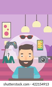 Man shopping online using his laptop.