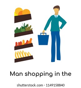 Man shopping in the store vector vector isolated on white background for your web and mobile app design, Man shopping in the store vector logo concept