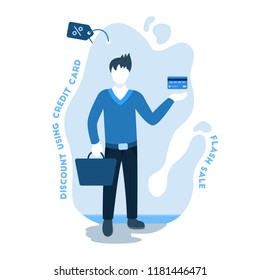 Man Shopping Using Credit Card Illustration