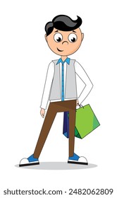 Hombre de compras. Ilustración vectorial
