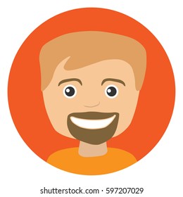 Man with short beard . Vector illustration. Flat design.