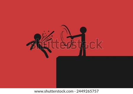 Man shot by killer. The image of person where shot gun by some killer.