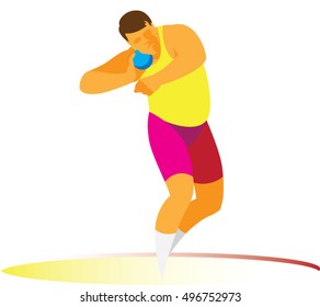 Man shot putter prepares to execute his attempt