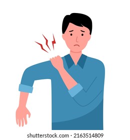 Man Shoulder Pain Symptom Flat Design Stock Vector (Royalty Free ...