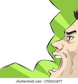 Hombre grita burbuja de discursos al estilo de las caricaturas