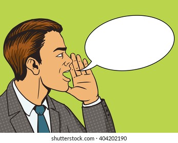 Man shouting with his hand in the face pop art style vector illustration. Human illustration. Comic book style imitation. Vintage retro style. Conceptual illustration
