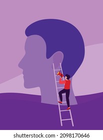 hombre gritando en un megáfono, marketing agresivo, información importante urgente, gritos a los clientes en el oído, ilustración vectorial plana
