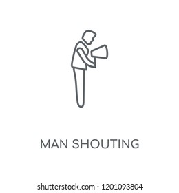Man Shouting linear icon. Man Shouting concept stroke symbol design. Thin graphic elements vector illustration, outline pattern on a white background, eps 10.