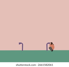 Man shouting in manual speaker enjoying on playground. Abstract communication. Emotions lifestyle concept. 