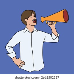 Mann mit Megaphon-Illustration schreien