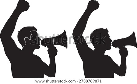 Man shouting megaphone protest demonstration activism rally speech public