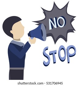 A Man Shouting NO STOP With Loud Speaker/ Megaphone