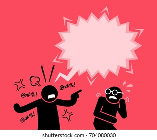 A man shouting and screaming at his friend. He is blaming and accusing him for wrongdoing. His friend is scared by his reaction.