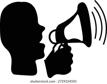 Man shouting through megaphone silhouette