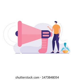 Man Shouting Trough Megaphone vector illustration
