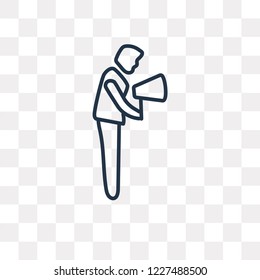 Man Shouting vector outline icon isolated on transparent background, high quality linear Man Shouting transparency concept can be used web and mobile
