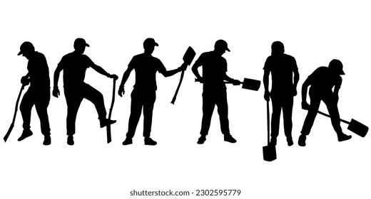 Man with shovel  silhouette concept vector illustration