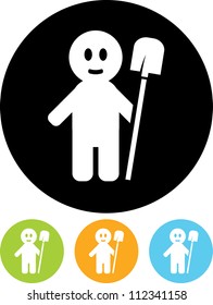 Man with shovel - Vector icon