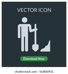 Man with shovel vector icon