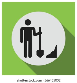 Man with shovel vector icon