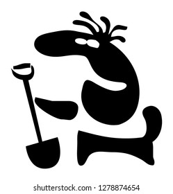 a man with a shovel will work. vector image for illustrations