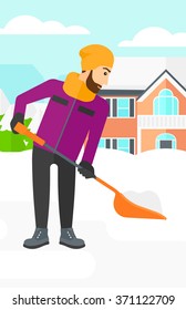 Man shoveling and removing snow.