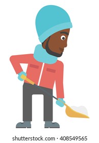 Man shoveling and removing snow.