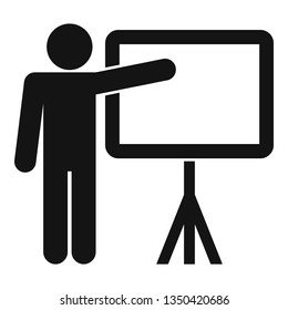 Man show to banner icon. Simple illustration of man show to banner vector icon for web design isolated on white background
