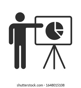 Icono del programa masculino a la bandera. Simple ilustración de man show to banner icono vectorial para el diseño web aislado en fondo blanco. EPS 10