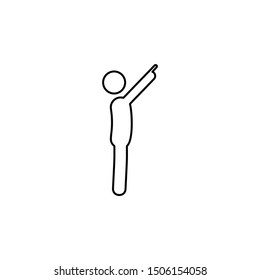 Man show, finger icon. Element of man pointing finger thin line icon