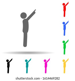 Man show, finger multi color style icon. Simple glyph, flat vector of man pointing finger icons for ui and ux, website or mobile application