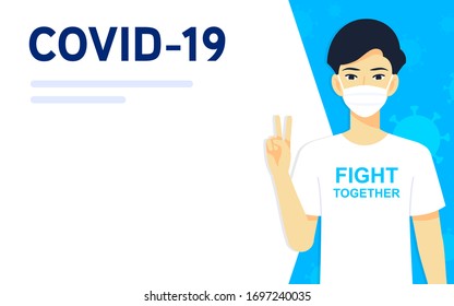 Man show hand to fight with covid-19 use for template vector illustration