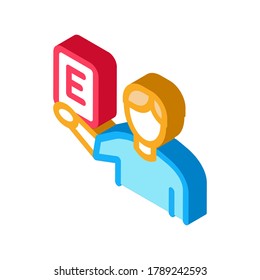 Man Show Letter Icon Vector. Isometric Man Show Letter sign. color isolated symbol illustration