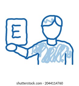Man Show Letter sketch icon vector. Hand drawn blue doodle line art Man Show Letter sign. isolated symbol illustration