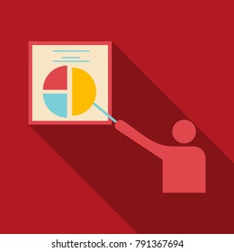 Man show in monitors in abstract concept with information analytics in flat style with shadow.