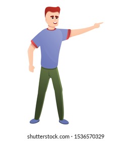 Man show right way icon. Cartoon of man show right way vector icon for web design isolated on white background