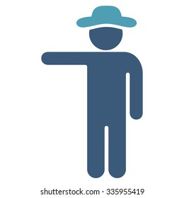Man Show vector icon. Style is bicolor flat symbol, cyan and blue colors, rounded angles, white background.