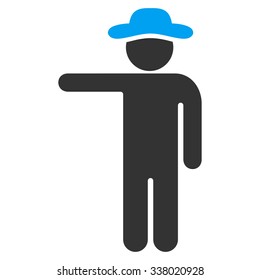 Man Show vector icon. Style is bicolor flat symbol, blue and gray colors, rounded angles, white background.