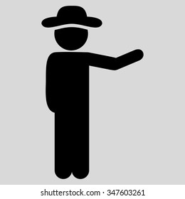 Man Show vector icon. Style is flat symbol, black color, rounded angles, light gray background.